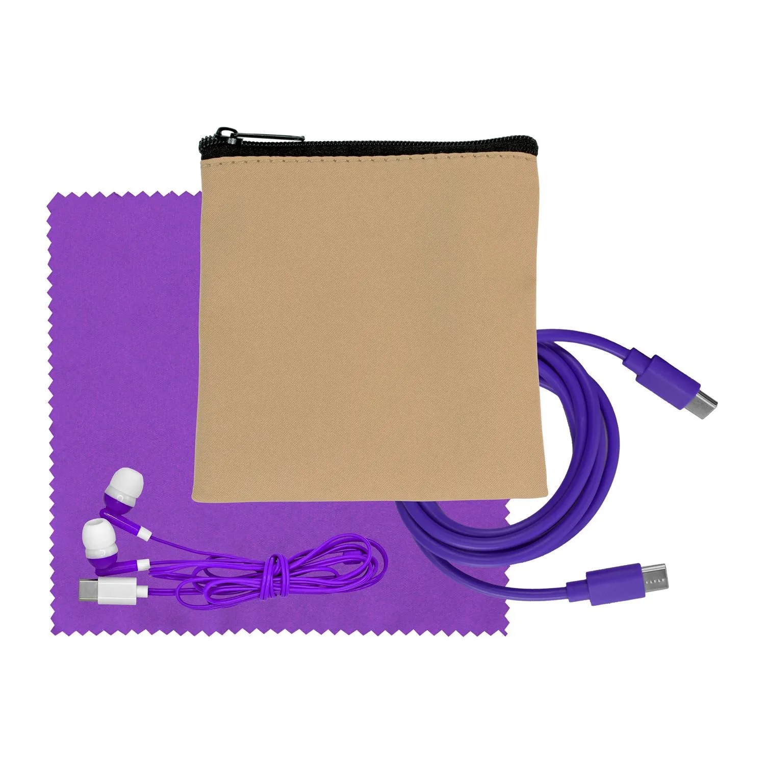 Tan Executive C to C Cable, Cloth & Ear Bud Set 19