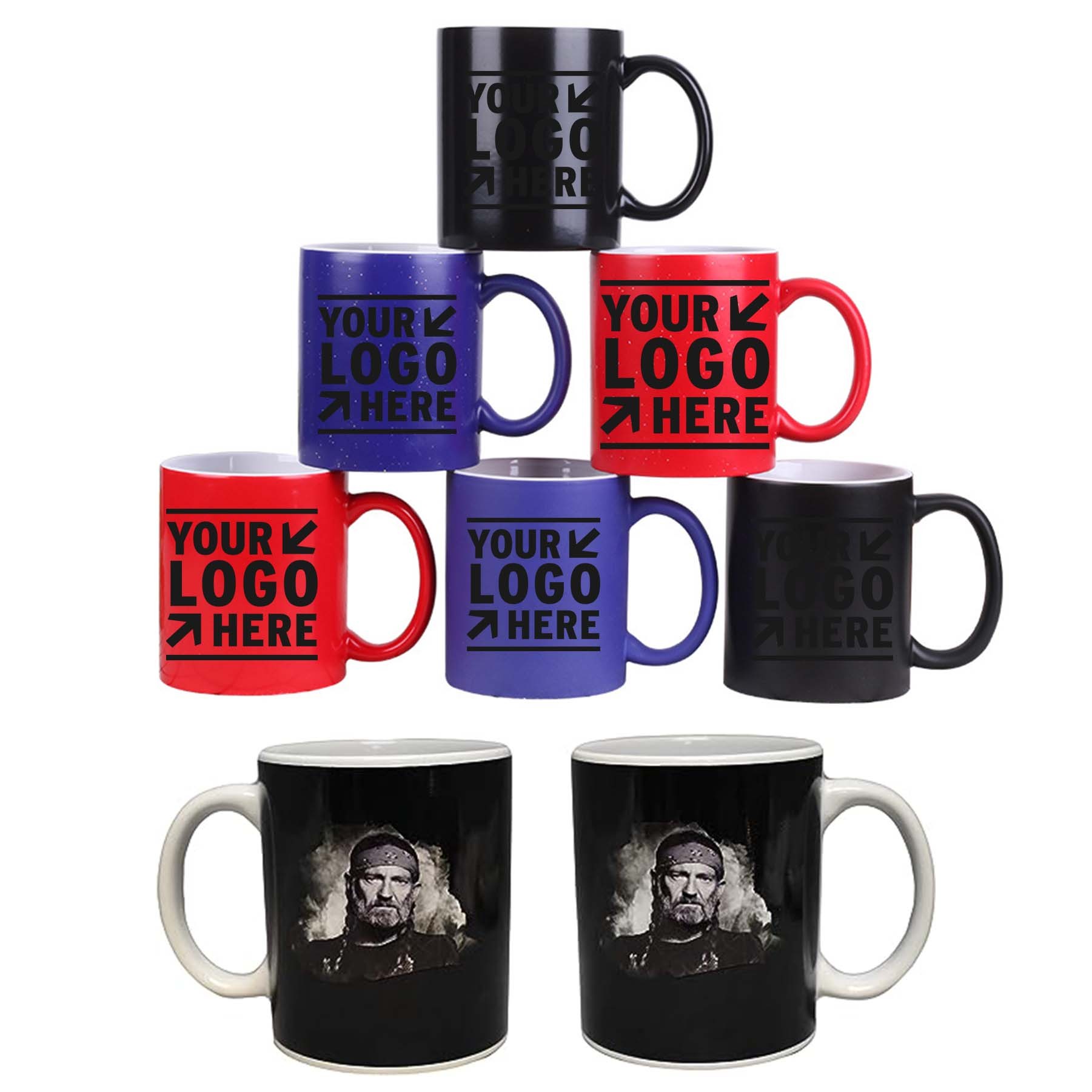 12 Oz Willie Nelson Image Color Changing Ceramic Mug 3