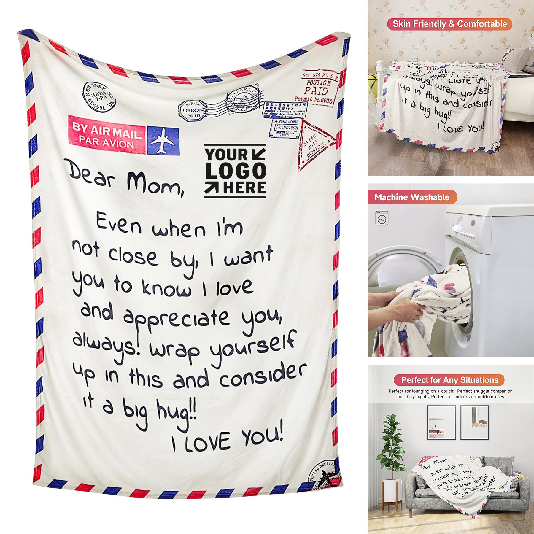 70" L x 55" W Mom Skin Friendly Blanket Birthday Christmas Mother's Day Gift from Daughter Son 2