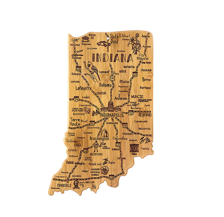 Indiana State Shape Bamboo Cutting Board 2