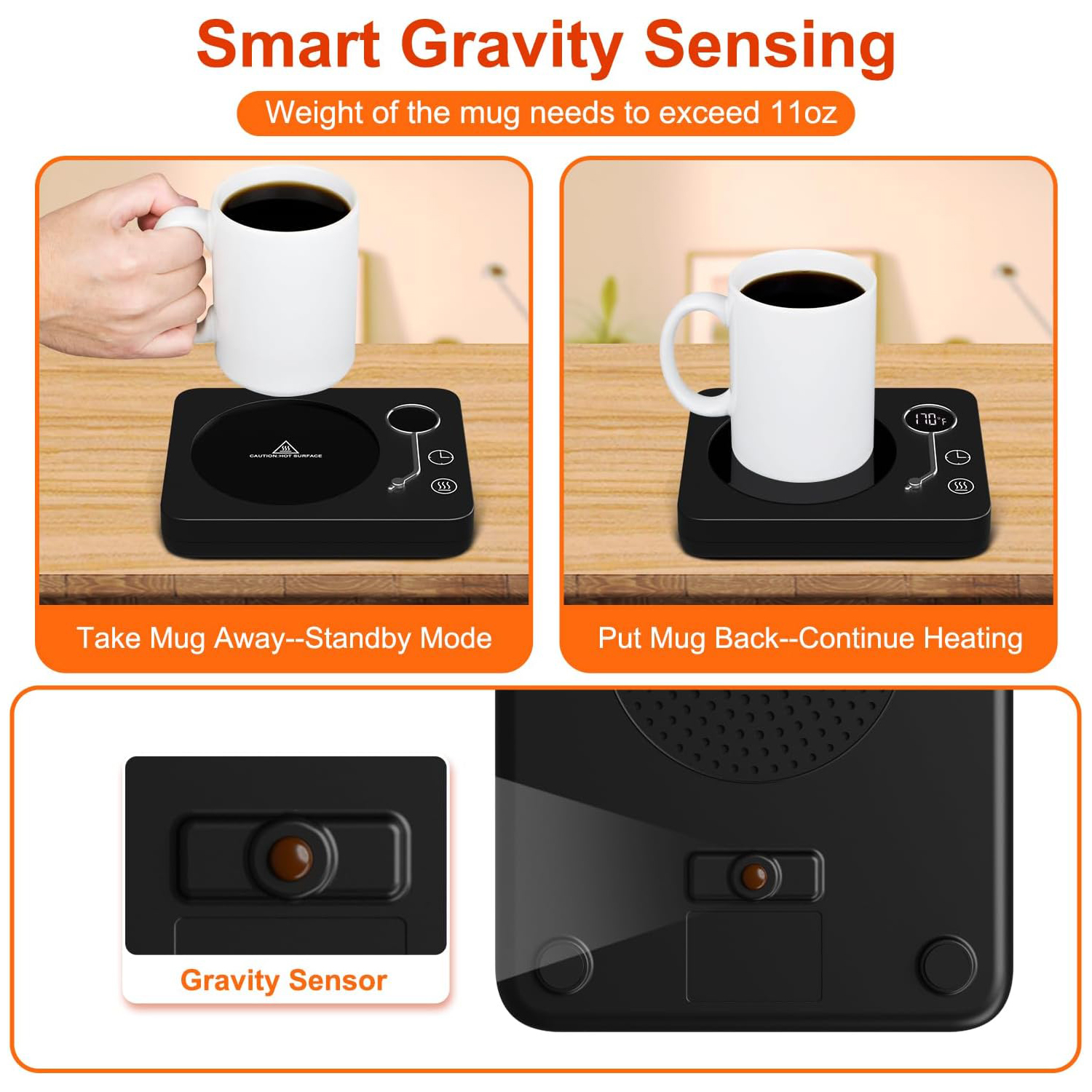 30W 3 Temperature Settings Auto Shutoff PC Mug Warmer 1