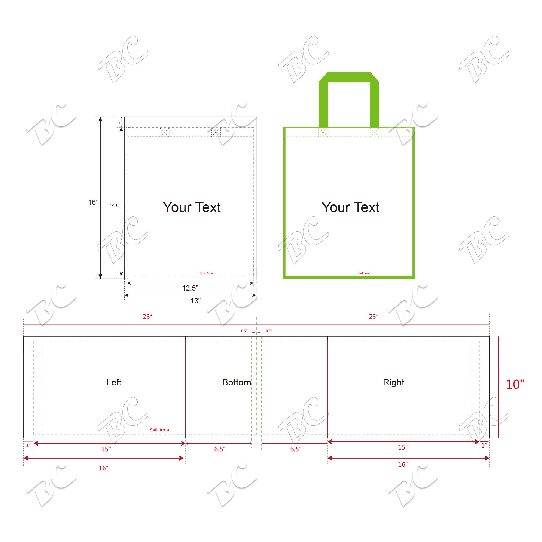 Free Shipping 80 gsm PET Non-Woven Color Trim Full-Color Sublimated Tote Bag 4