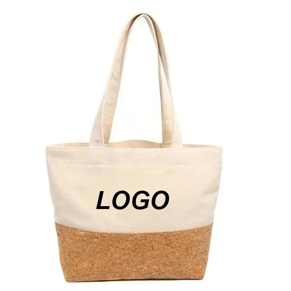 Cork Canvas Tote Shopping Bag, custom tote bag with logo imprint 5