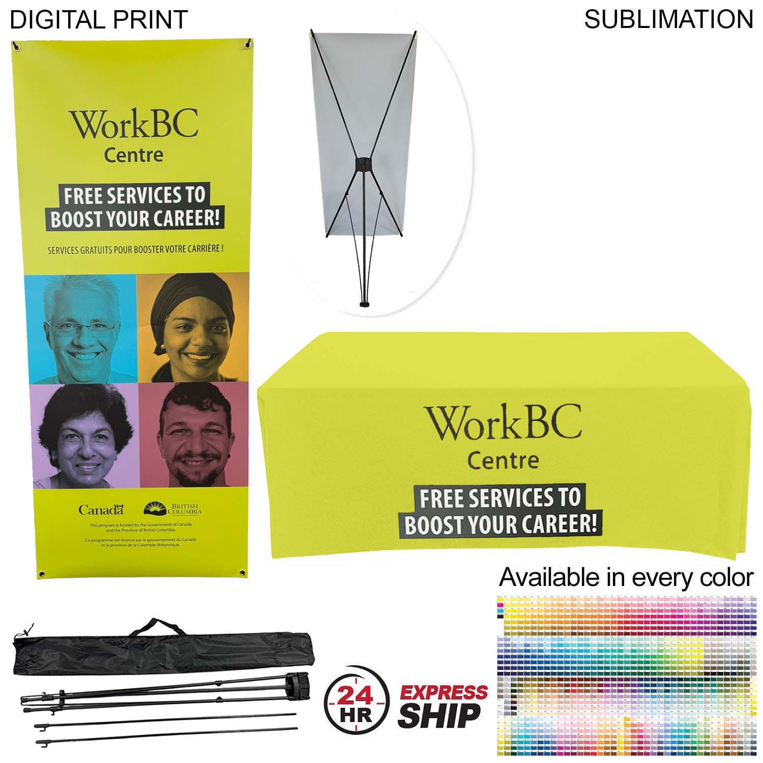 24Hr Express - Tradeshow Package, Tripod Banner with Graphics DP788 + Sublimated Tablecover SU499 5