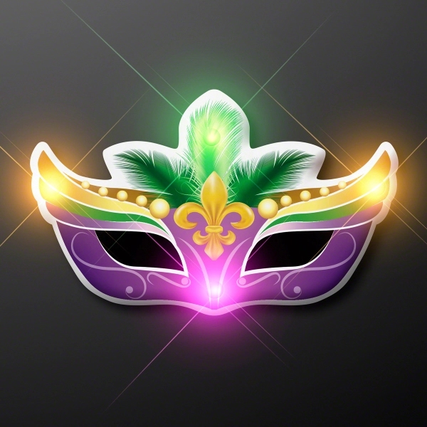 LED Mardi Gras Mask Blinky Pins 2