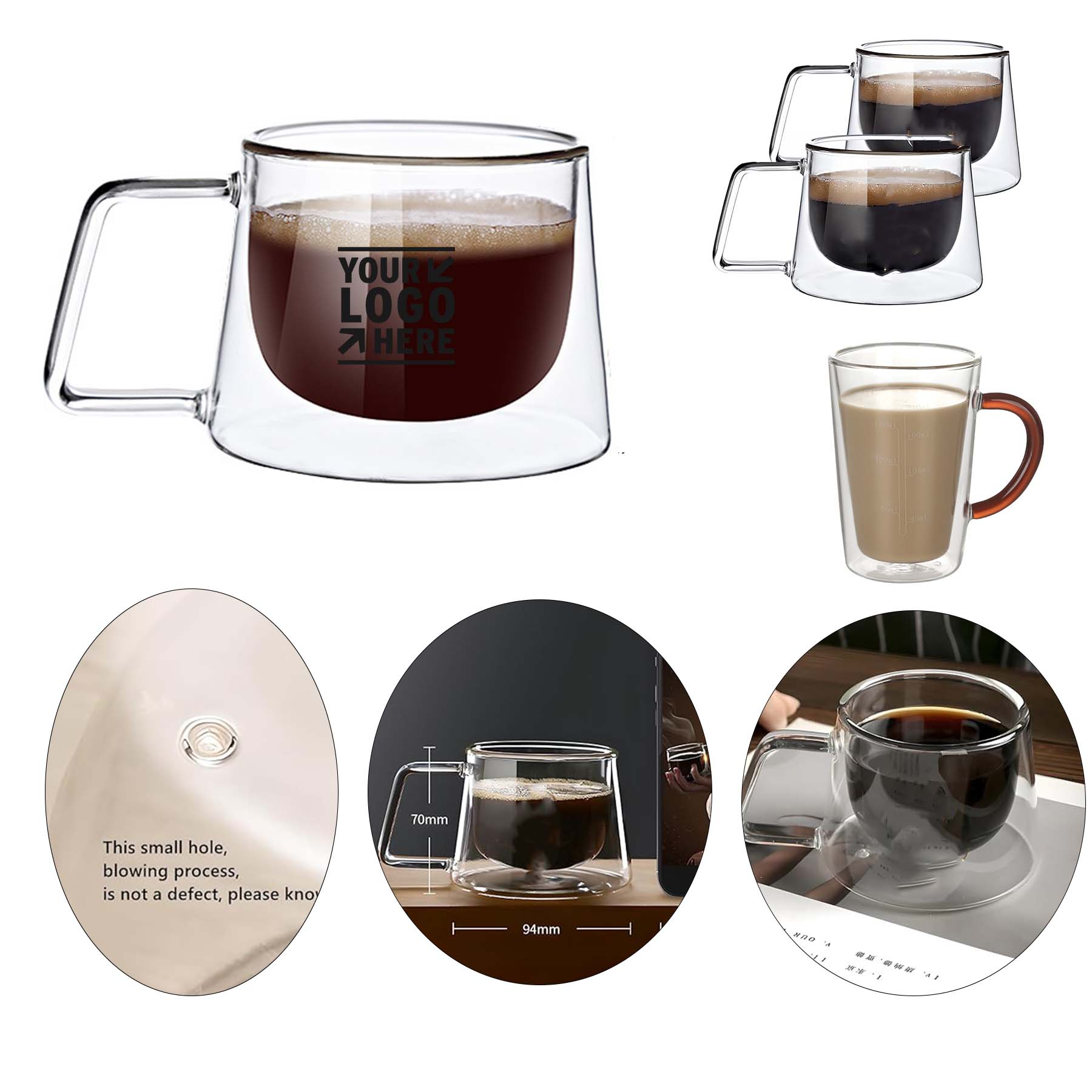 7OZ High Borosilicate Double Wall Glass Insulation Cold Hot Drinks Cup Home Restaurant Coffee Mug 2