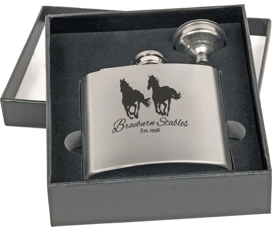 6 oz. Flask Set in Black Presentation Box 3