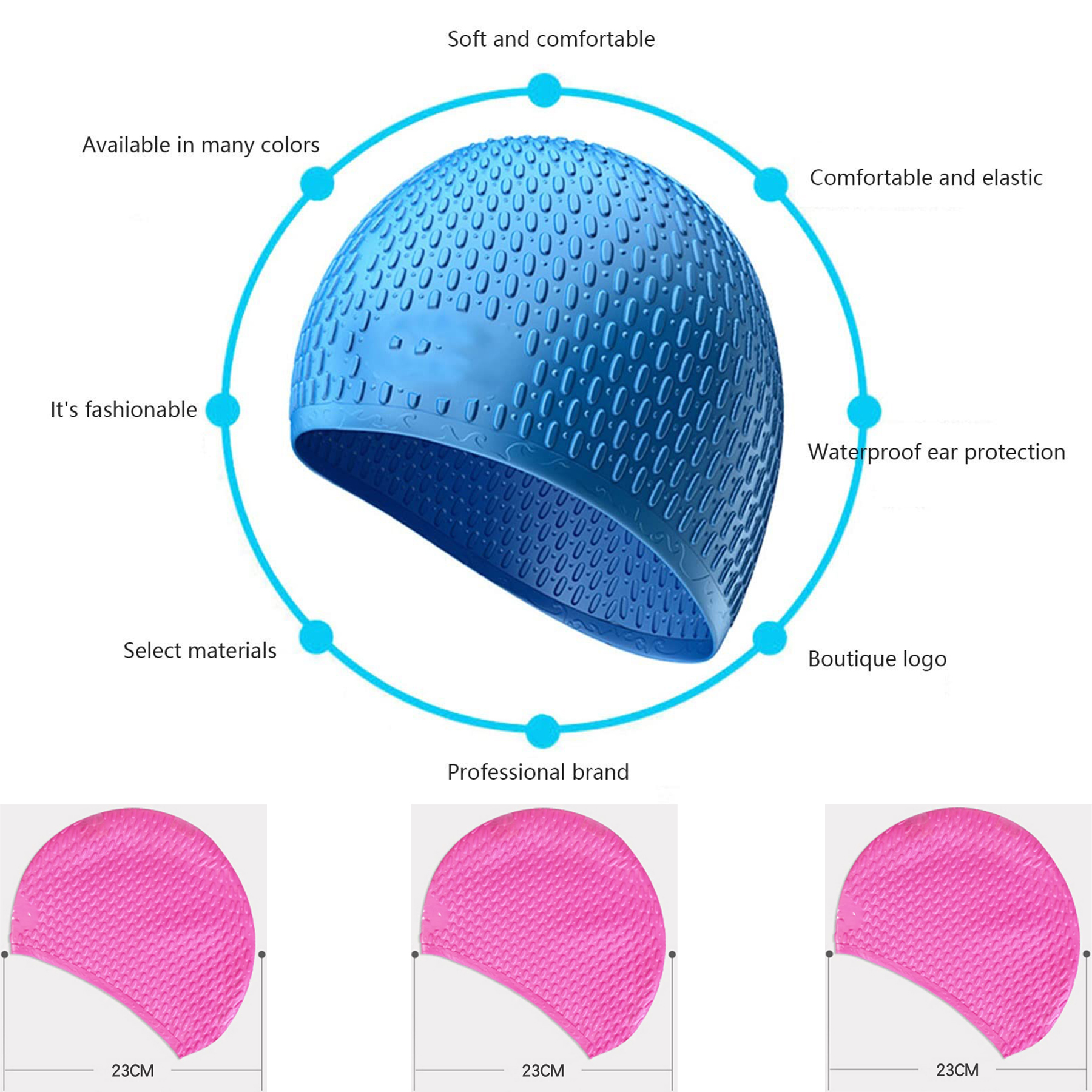 Soft Long Hair Swim Cap 2