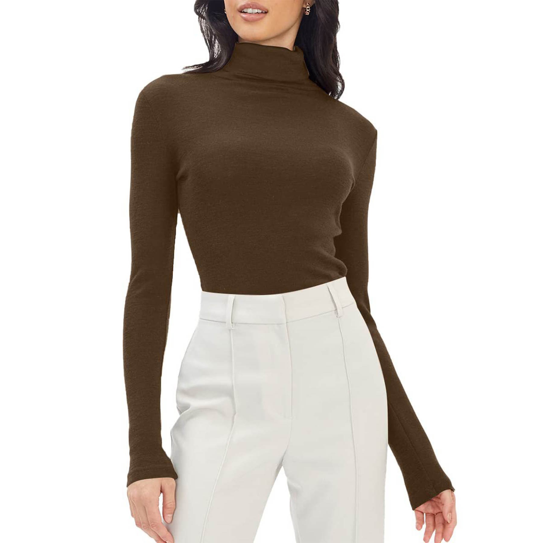 Women Mock Turtleneck Long Sleeve Shirt 5