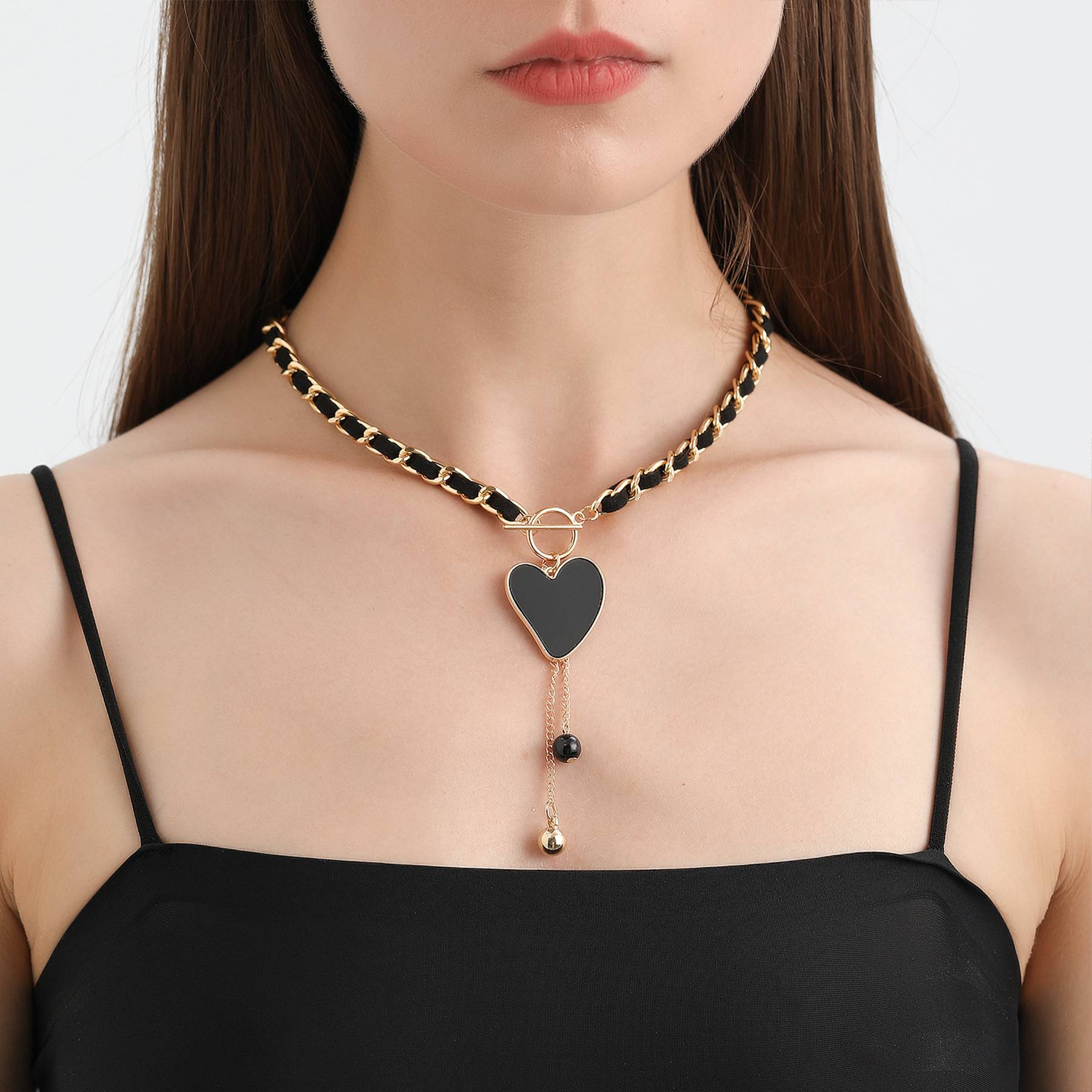 Fleece Black love tassel necklace 7