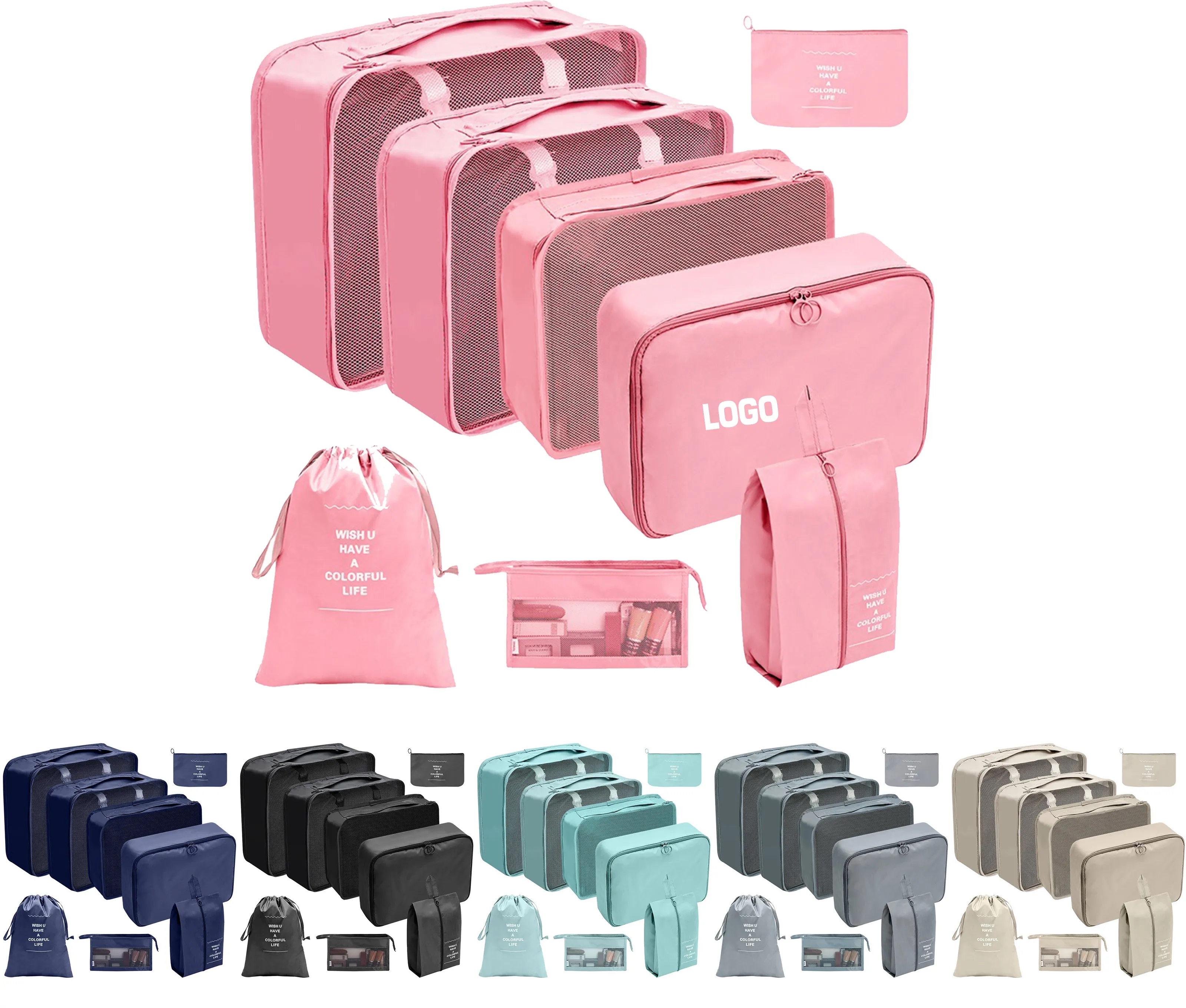 8PC Packing Cubes Set Custom Logo Wholesale Bulk Travel Organizers Durable 3