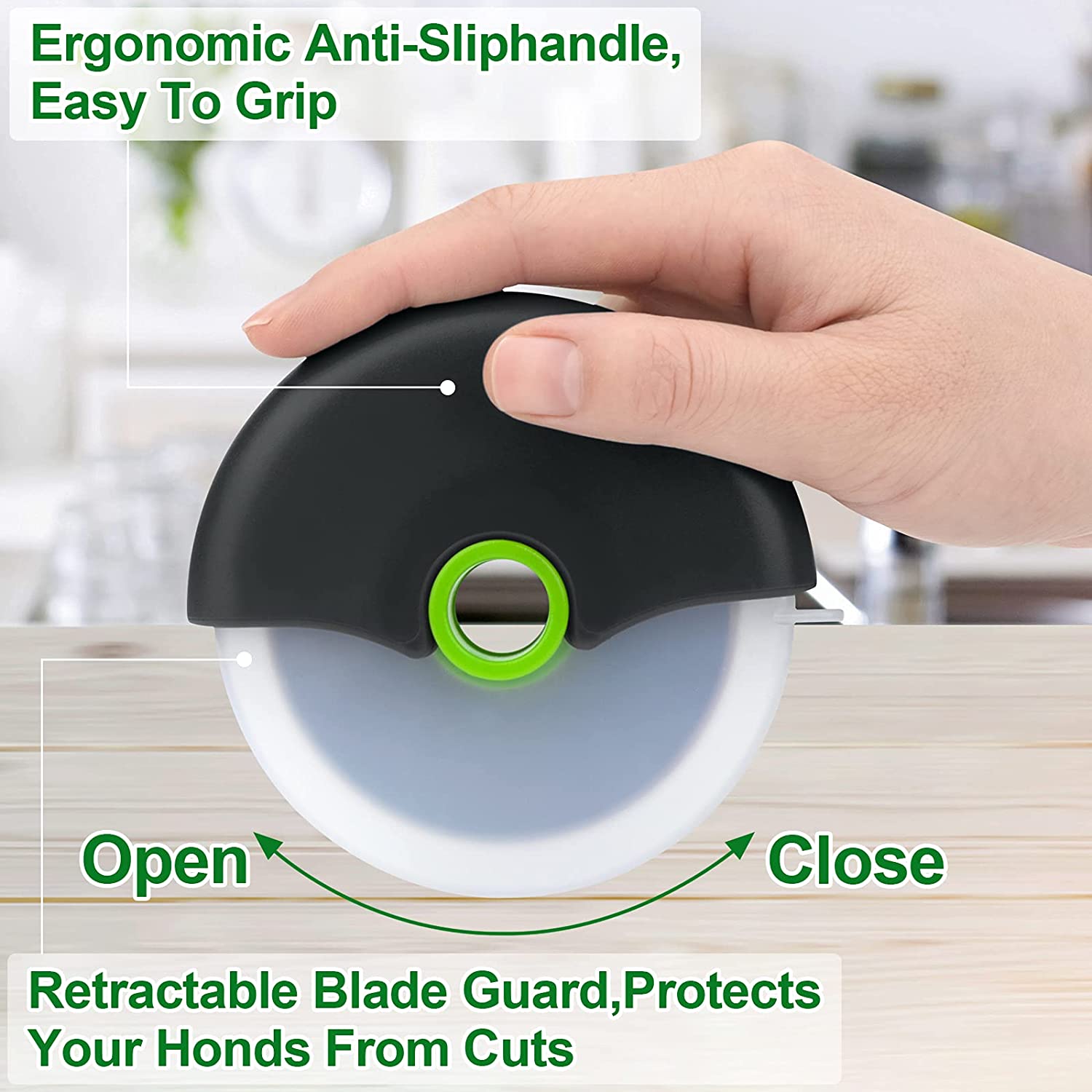 Pizza Cutter w/ Wheel Slicer and Plastic Protective Guard 8