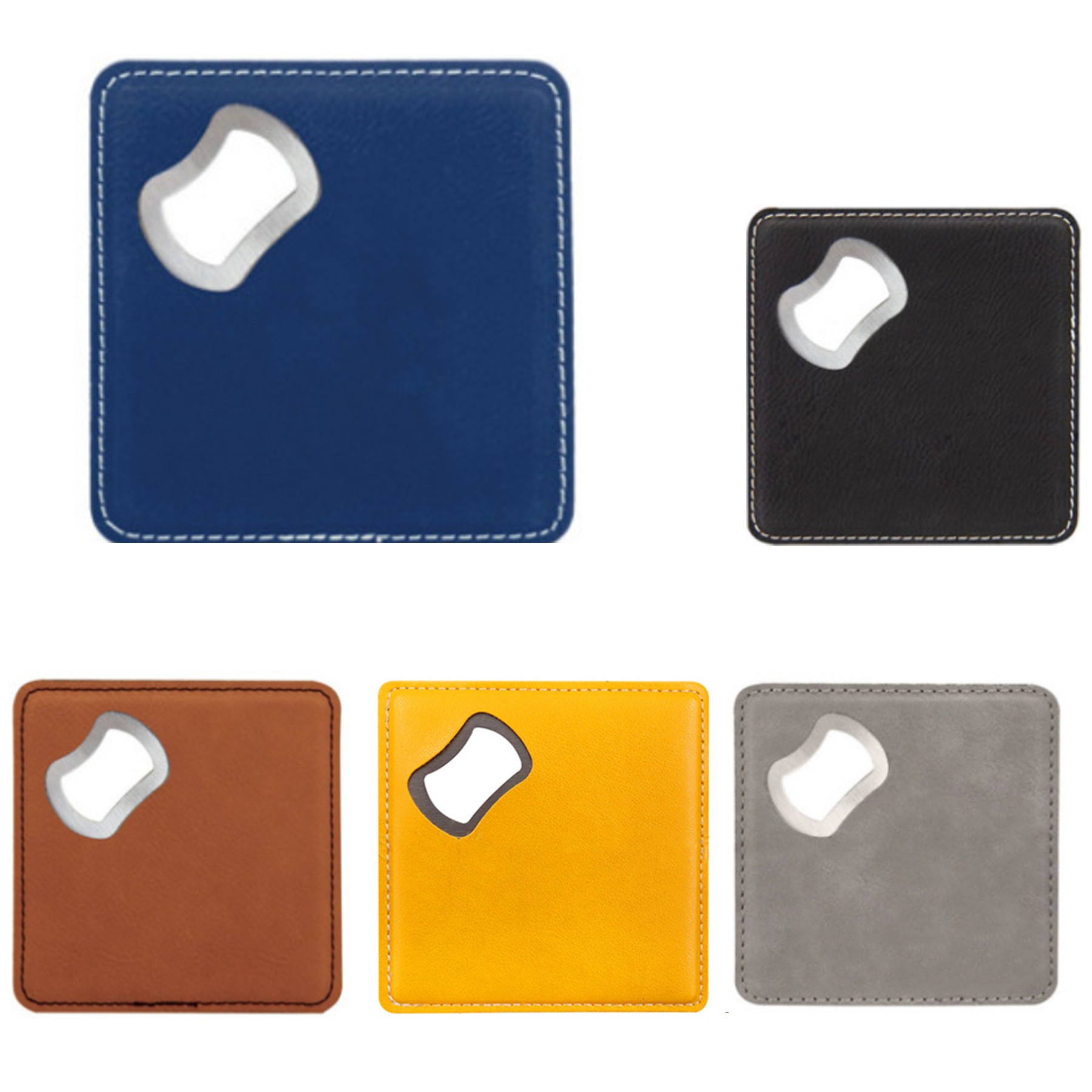 Leather Stainless Bottle Opener Coaster 3
