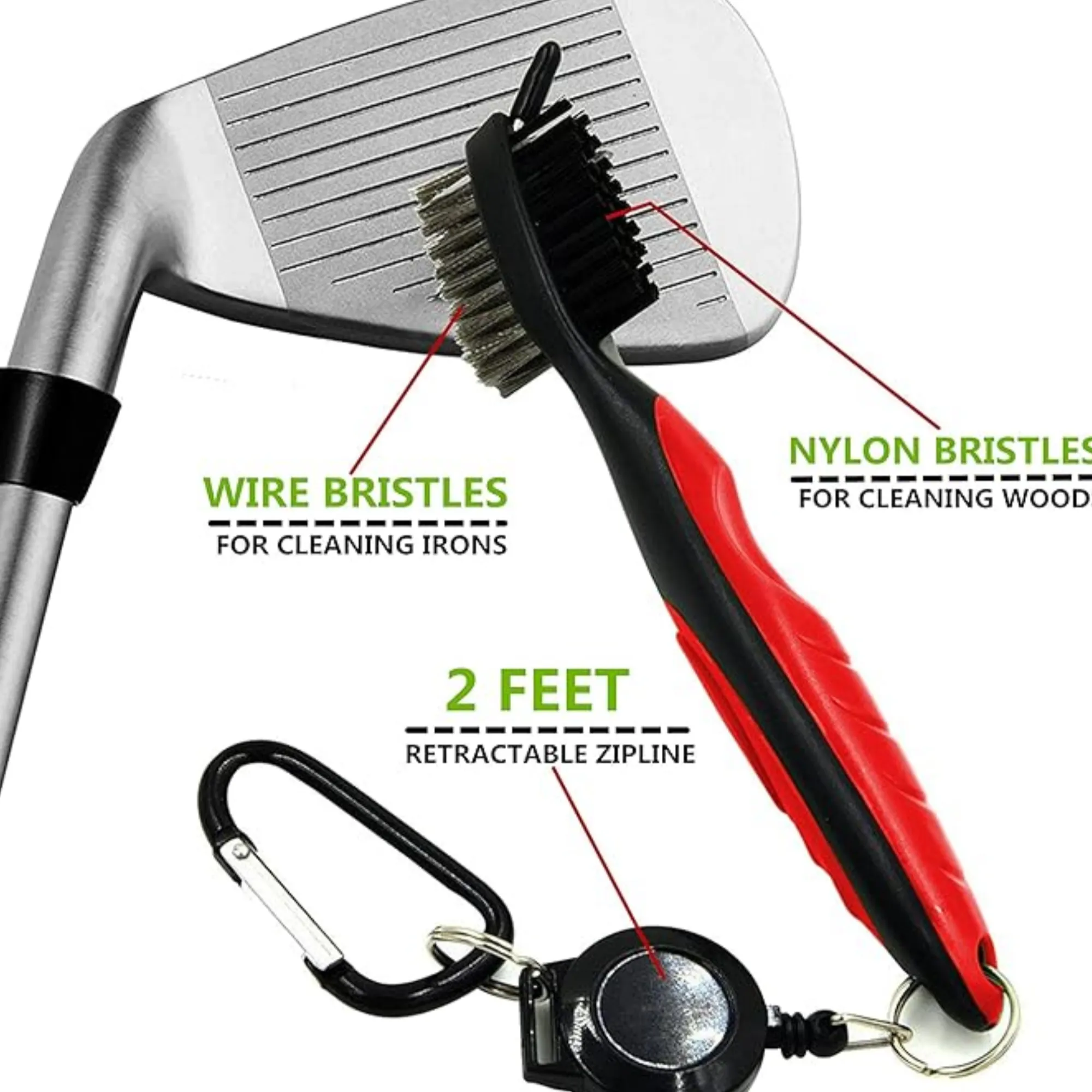 Golf Club Brush and Retractable Zip-line Aluminum Carabiner 6