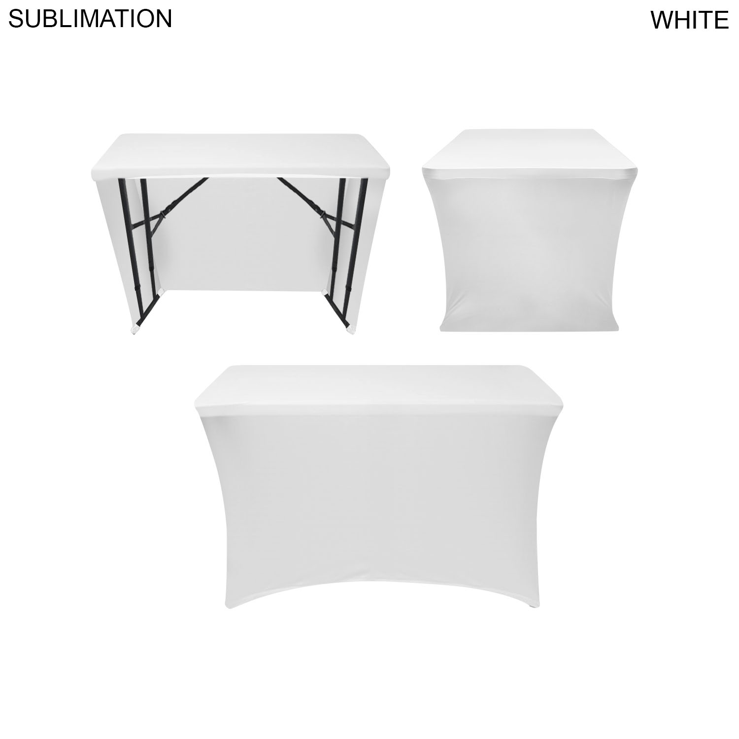 48 Hr Quick Ship - Sublimated Stretch Curved Fit Table Throw for 4ft Table, 3 sided, Open Back 6