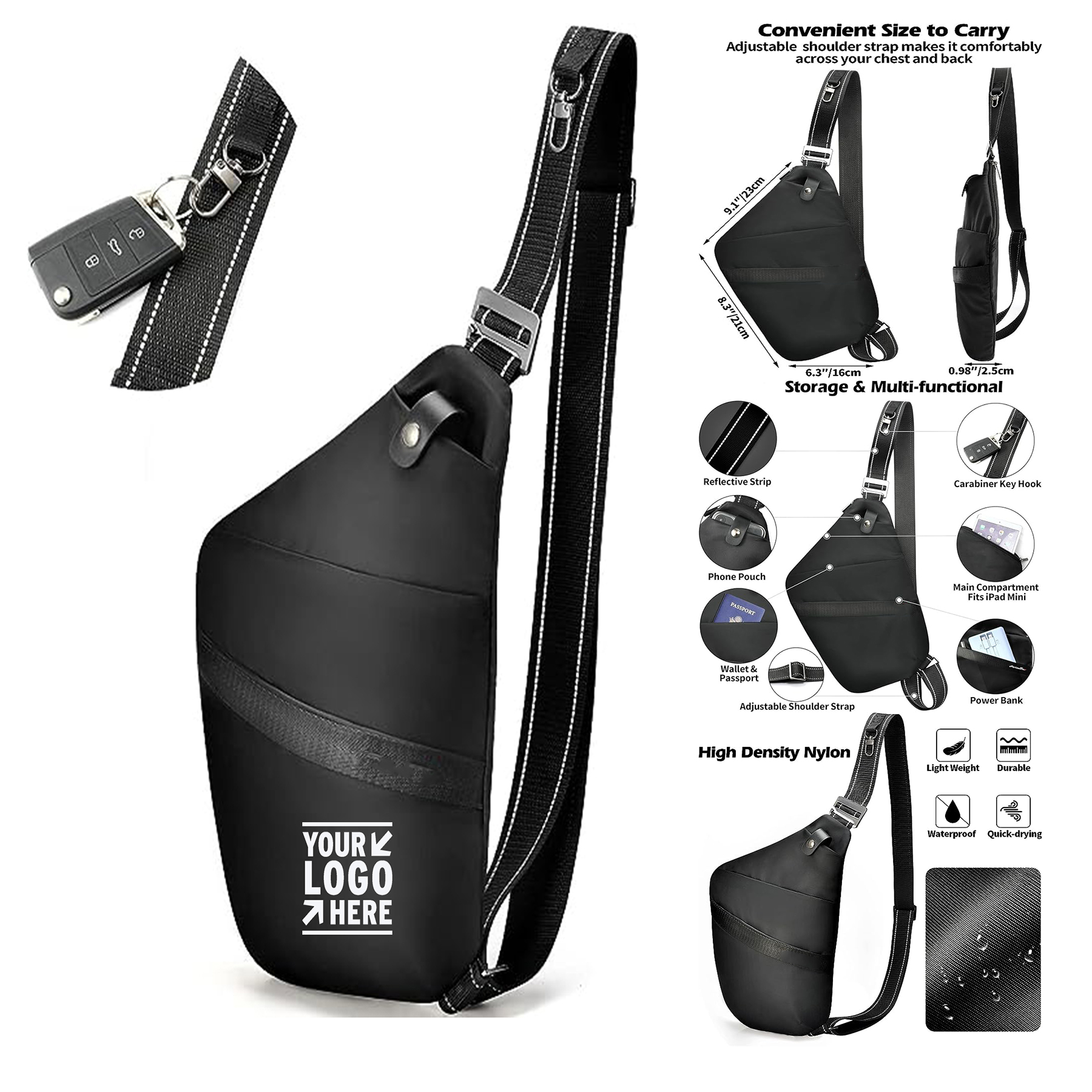 Personal Flex Sling Crossbody Minimalist Bag Compact Easy To Carry Nylon Shoulder Chest Fanny Pack 2