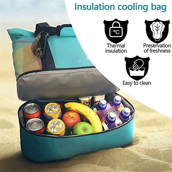 Mesh Beach Bag Tote with Insulated Cooler 2