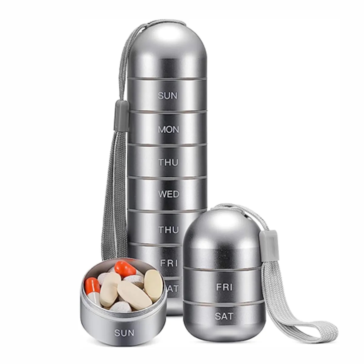 Portable Small Travel Waterproof Metal Weekly Pill Organizer 7
