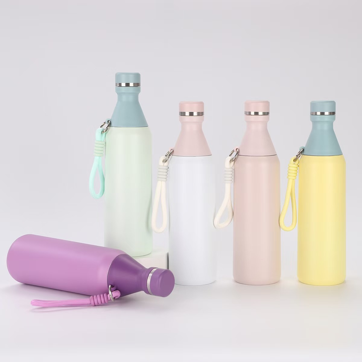 All Day 20oz Slim Insulated Water Bottle With Twist off Lid And Handle Strap For Travel & Sport, custom water bottle with logo imprint 12