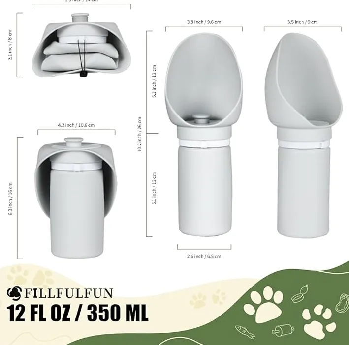 550ml Leak Proof Dog Water Bottle with Foldable Bowl for Hiking Travel 4