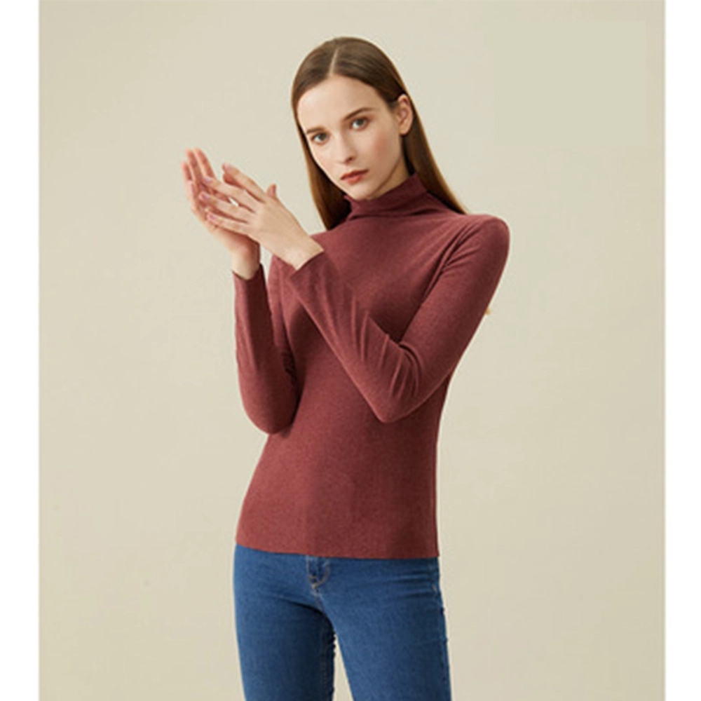 Long Sleeve Turtleneck Pullover Slim Shirt Top For Women, custom hoodie or sweatshirt with logo imprint 5