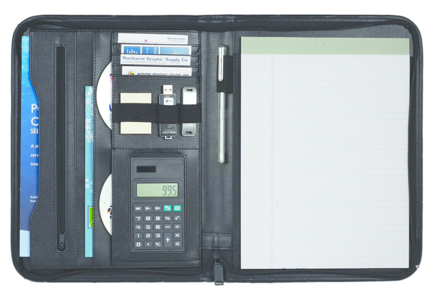 Horizon Padfolio w/Calculator, Zipper and USB Holder 2