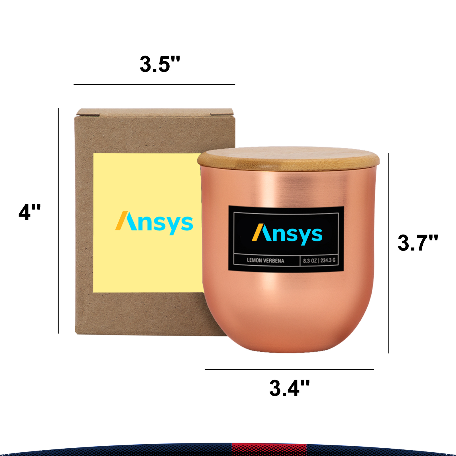8 oz. Arthen White Wax Metallic Candle with Wood Lid 6