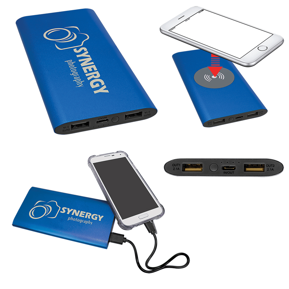 8000MAH Power Bank & Wireless Anodized Aluminum Charger with Power Cord 4
