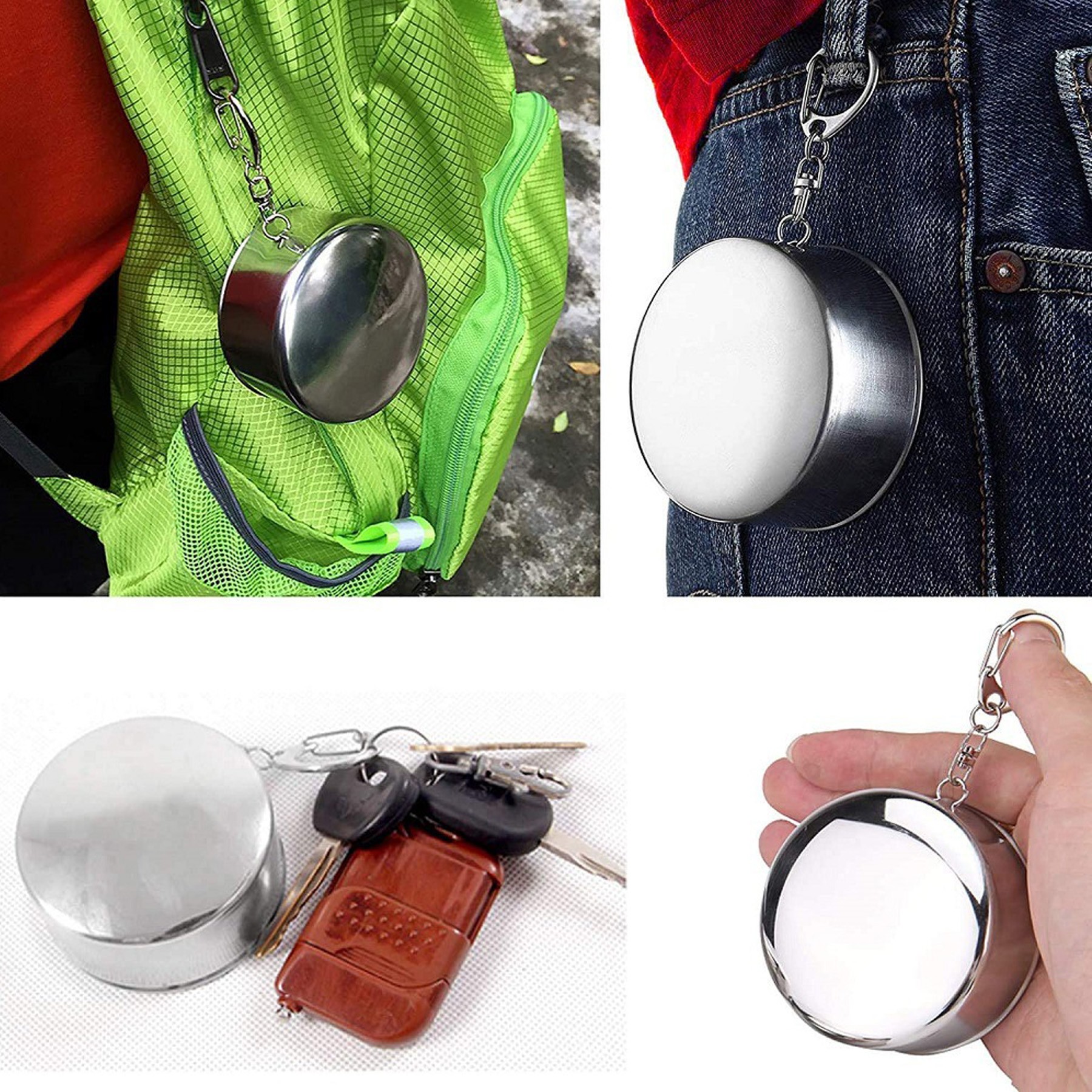 5OZ Foldable Stainless Steel Cup with Key Chain 2