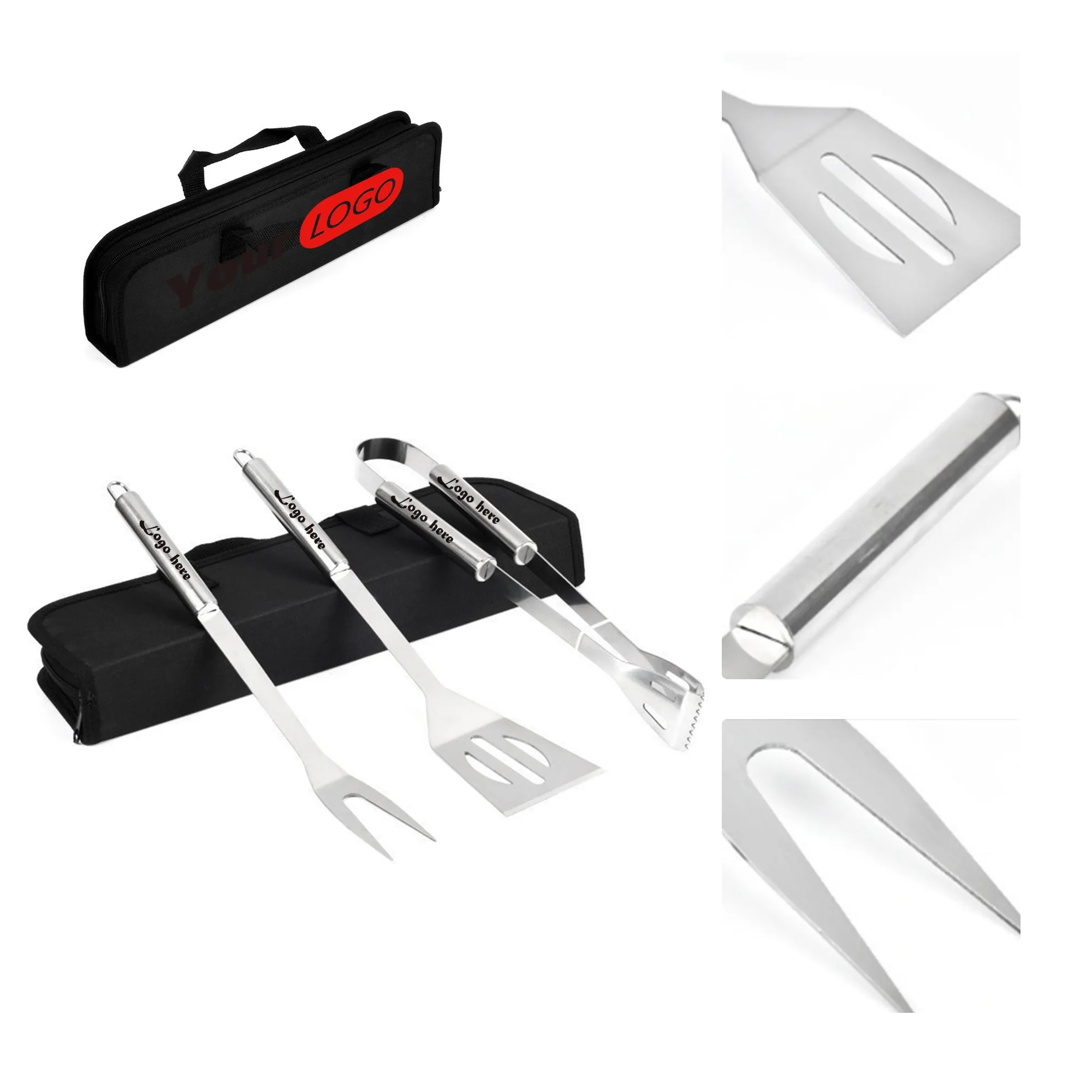 3 Piece BBQ Tool Set with Carrying Bag