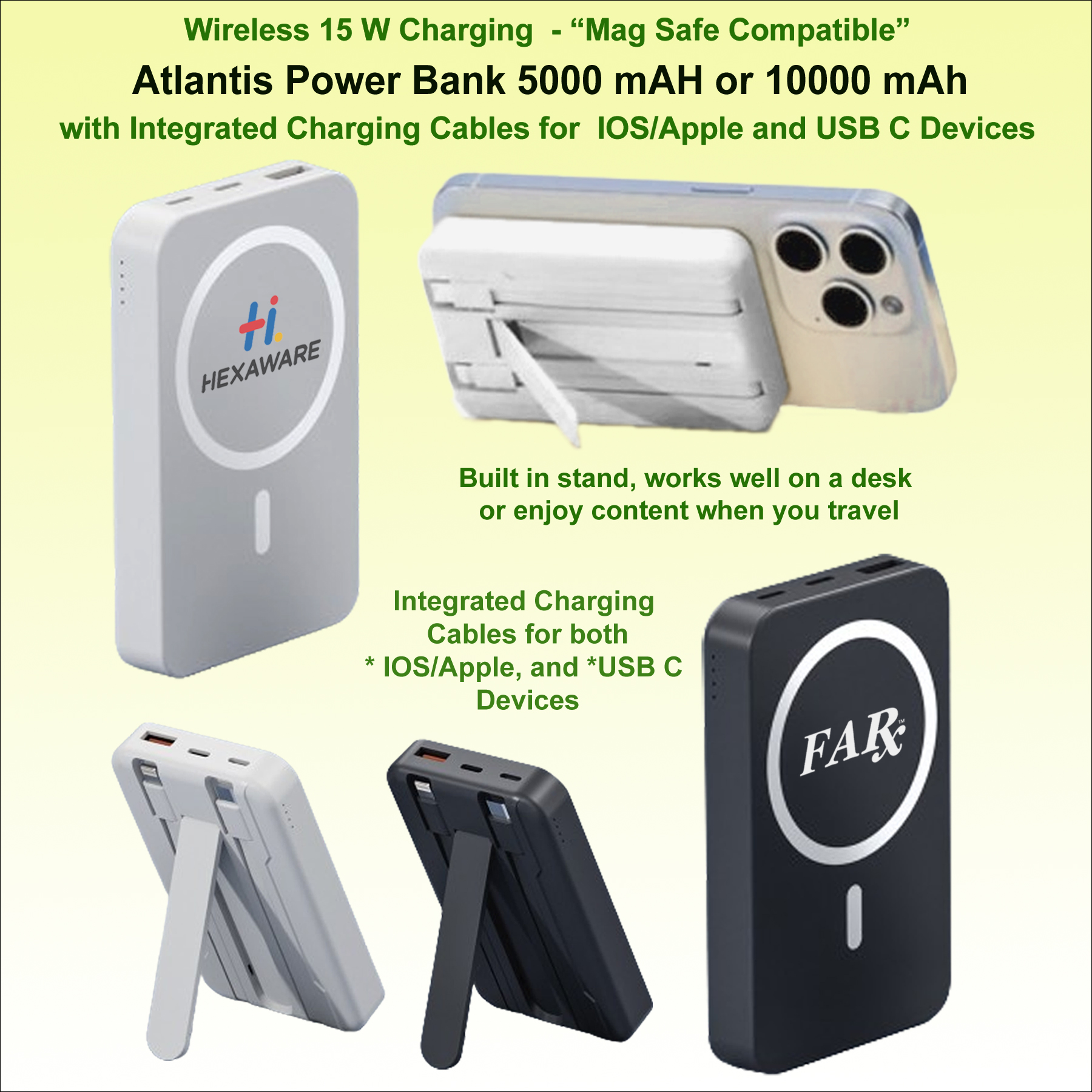 Atlantis Power Bank Integrated Charging Cables "Mag Safe" 1