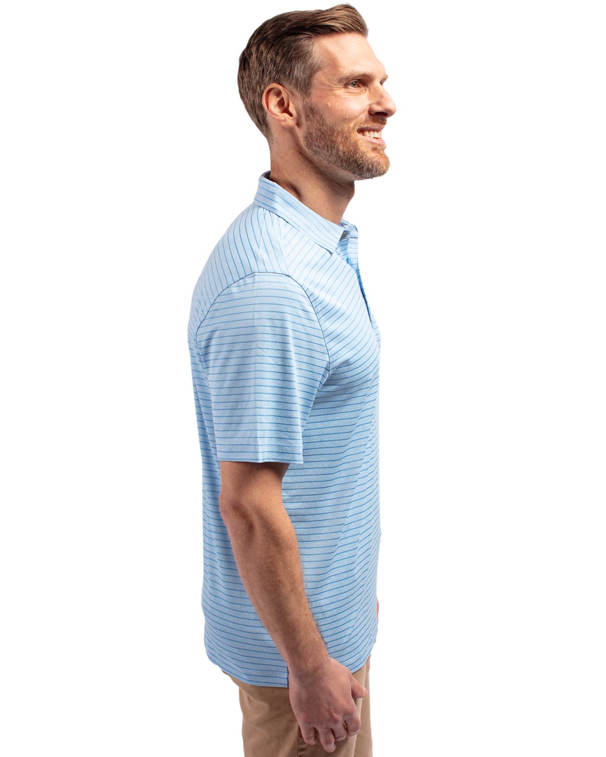 Forge Eco Heather Stripe Stretch Recycled Mens Polo