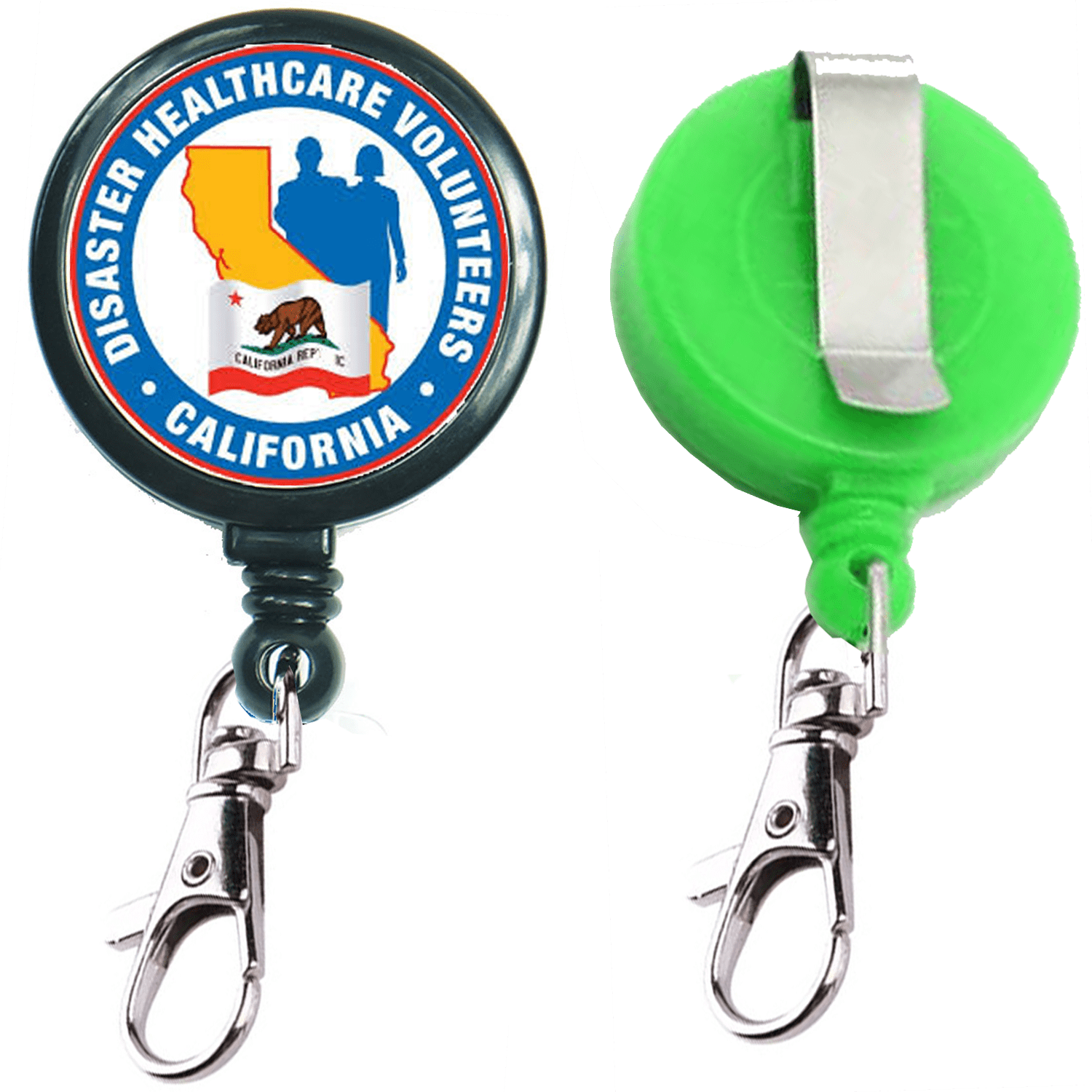 Large Retractable Round Badge Reel w/ Lobster Claw & Belt Clip 2
