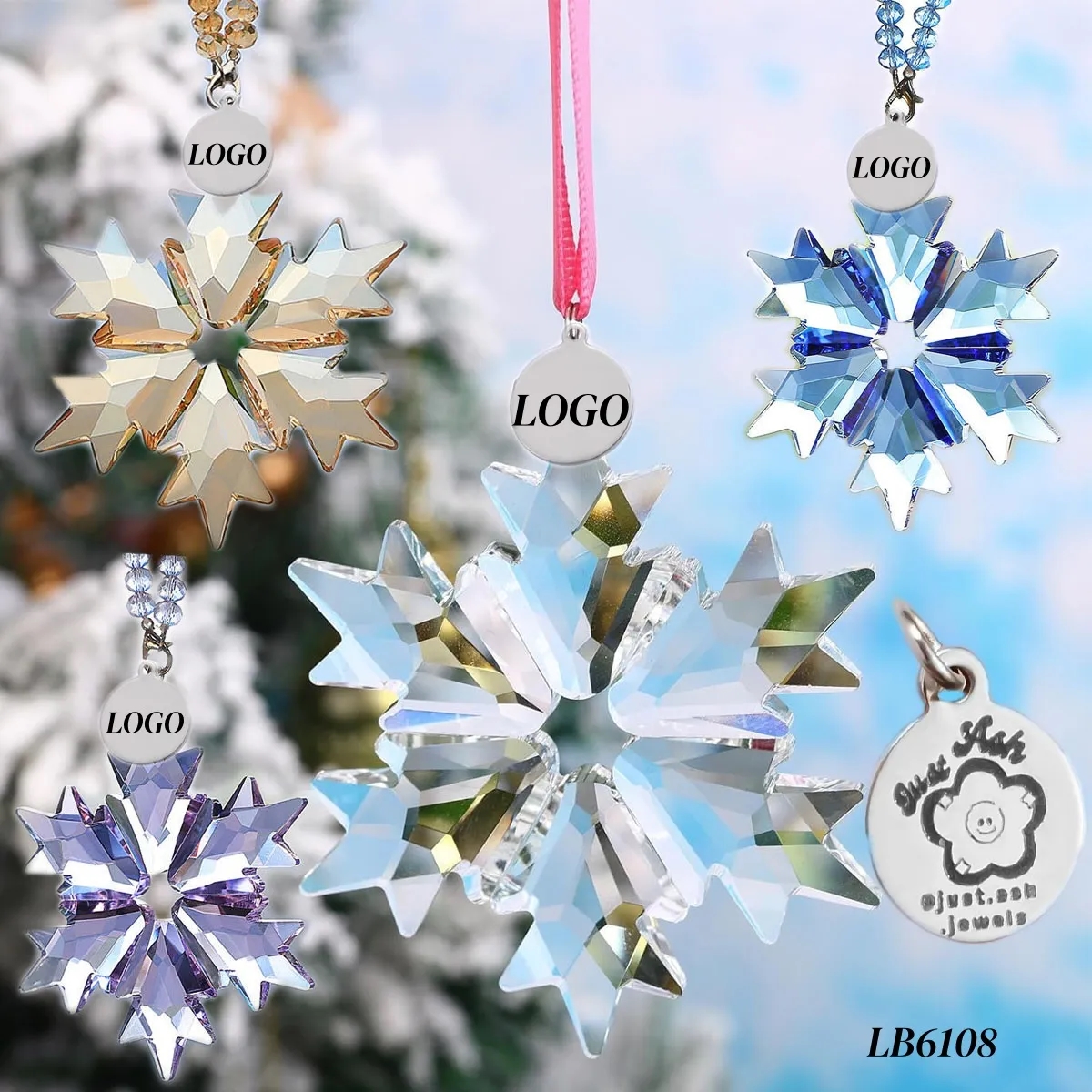 Cut Crystal Snowflake Hanging Suncatcher Xmas Ornaments 3