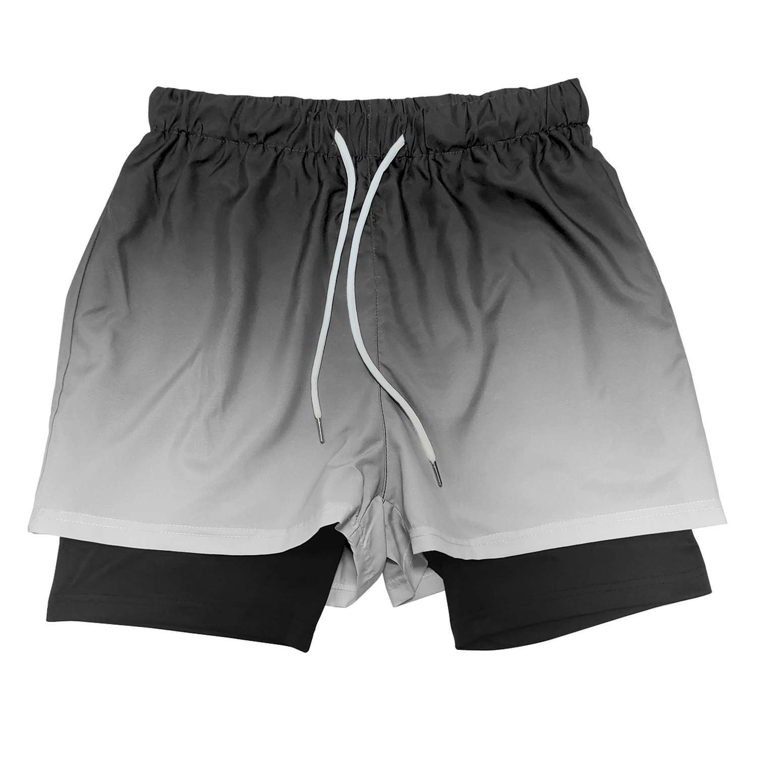 Mens 2-in-1 Quick-Dry Gradient Shorts w/ Secure Zip Pocket 3