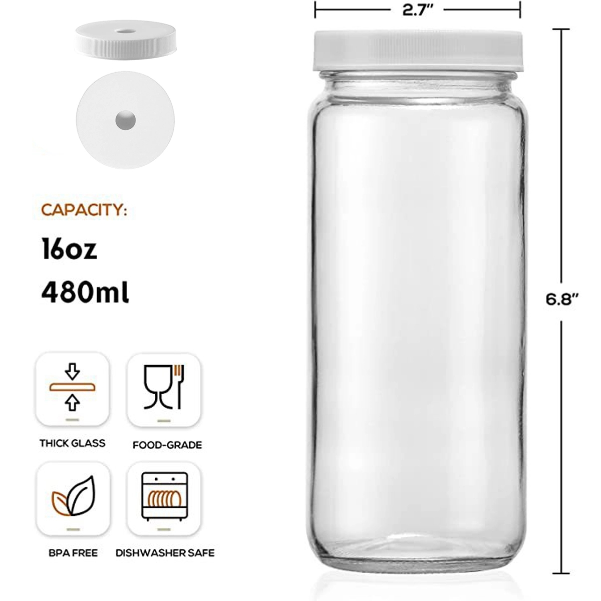 16 Oz Reusable Glass Water Juicing Bottle 2