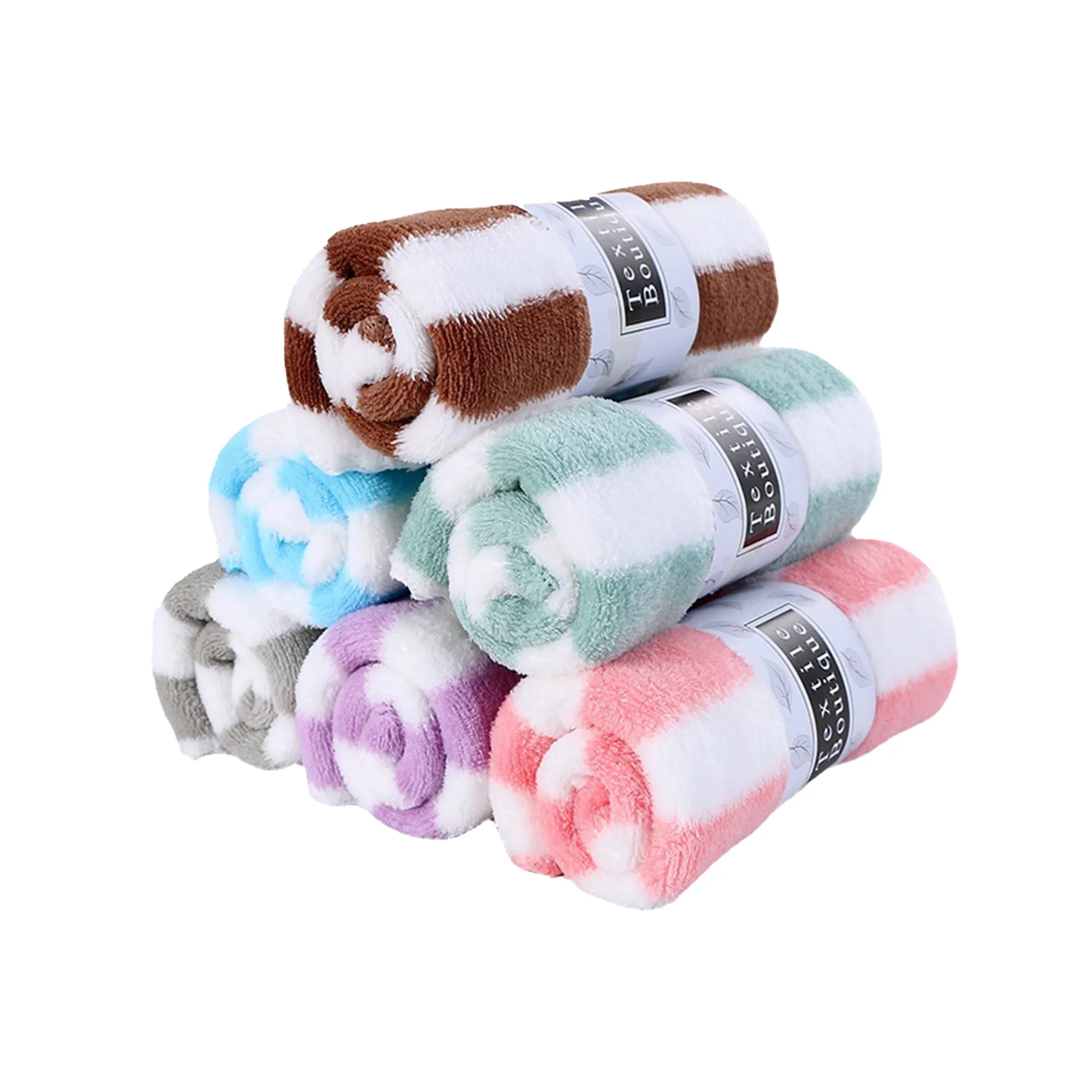 MOQ 100 Coral Fleece Microfiber Bath And Beach Stripes Towel 1