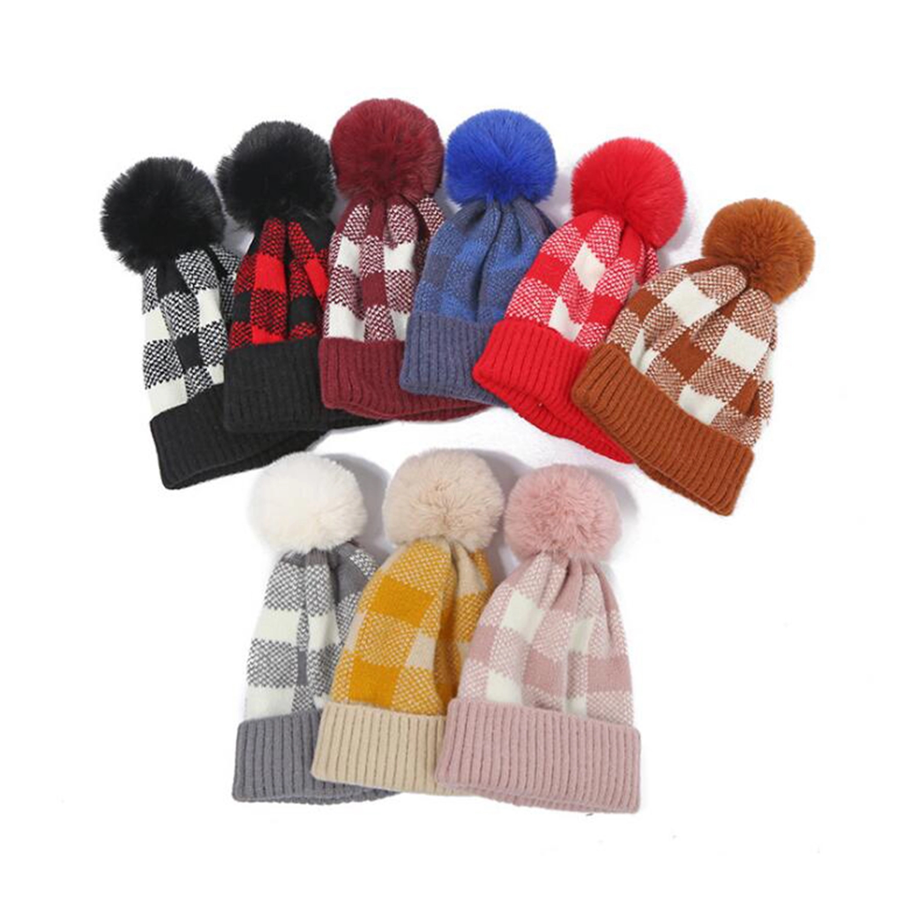 Plaid Beanie With Pompom 2