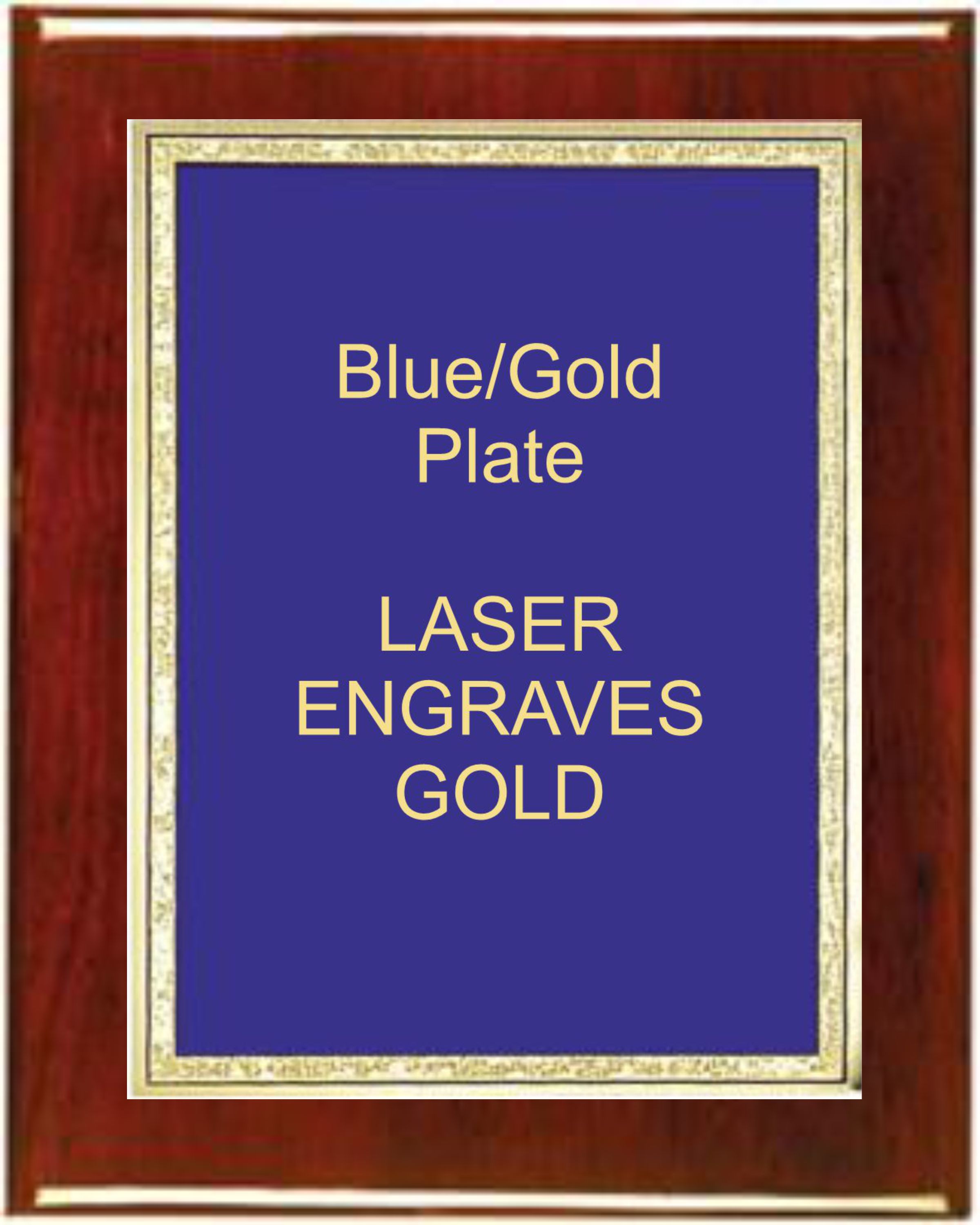 6" x 8" Rosewood Piano Finish Plaque with a Blue Florentine Plate 2