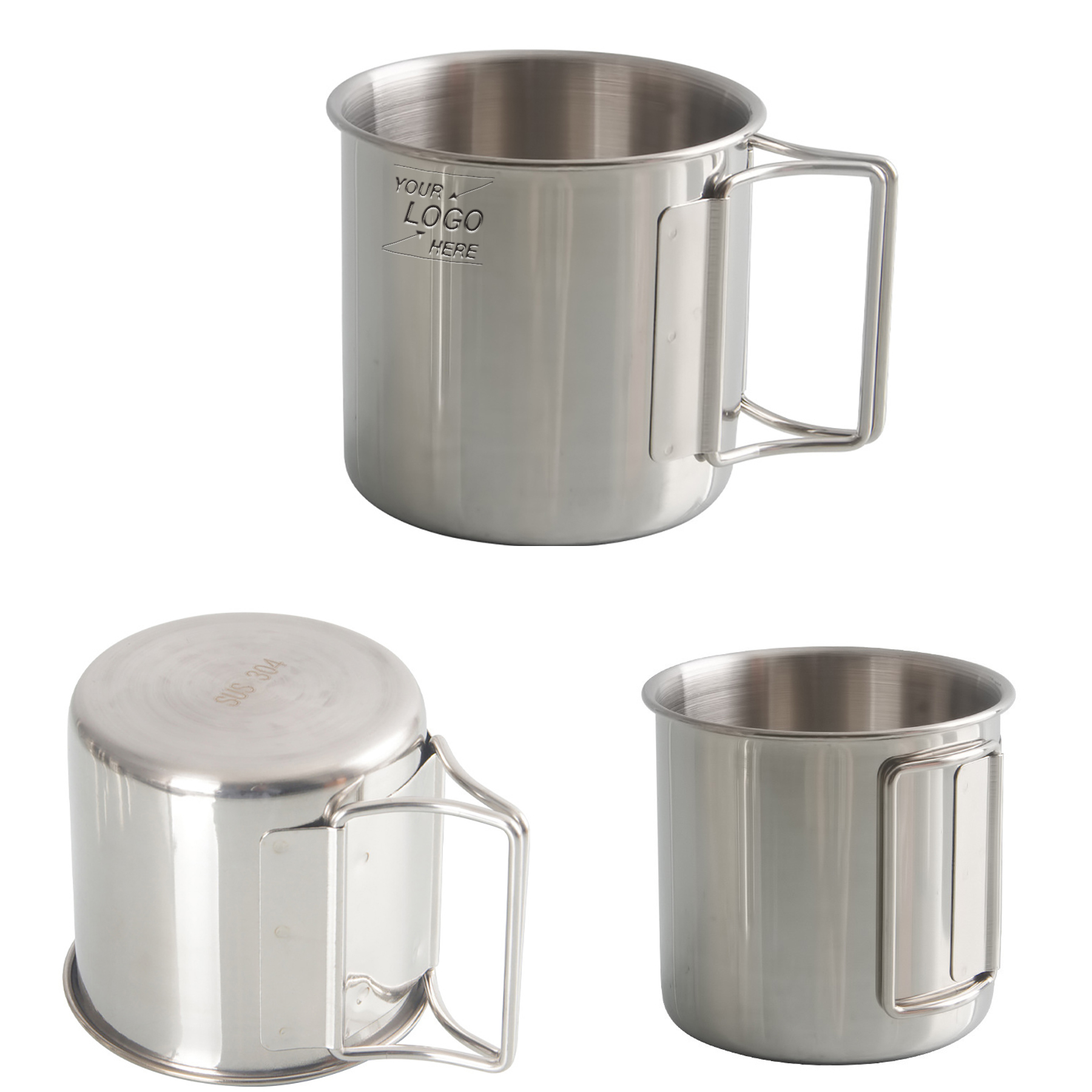 11 Oz Stainless Steel Camping Mug with Folding Handle 1