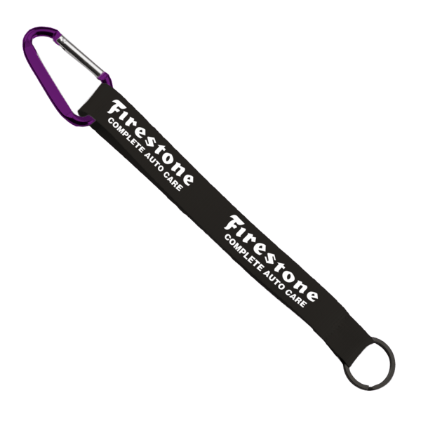 3/4" Sewn Polyester Keychain with Metal Split-Ring and Carabiner 12