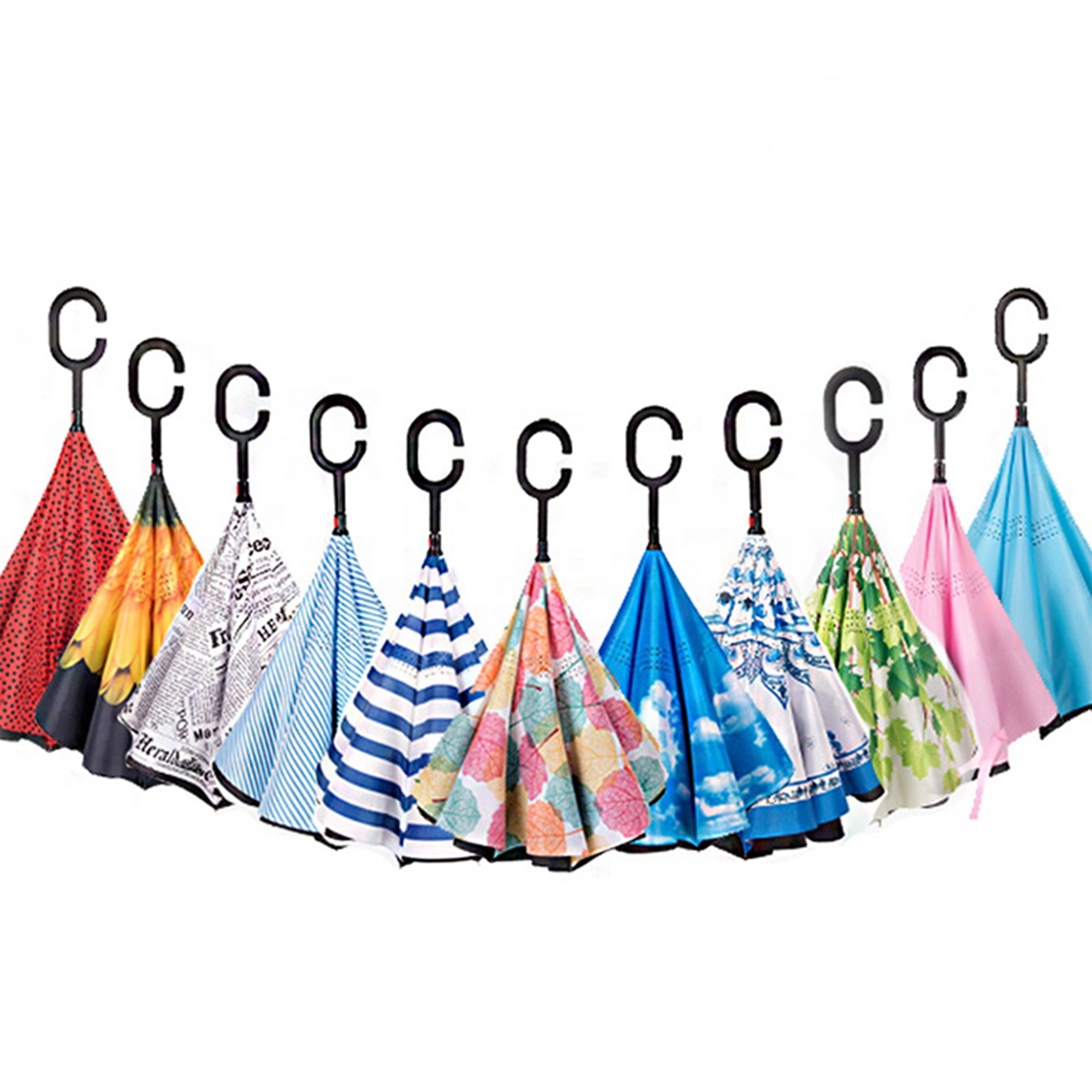 Reverse Open Windproof Umbrella with C-handle 7