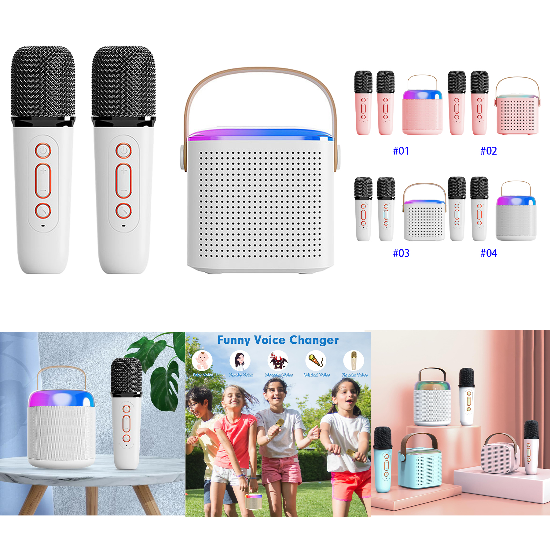 Mini Karaoke Machine Bluetooth Speaker Microphones 2