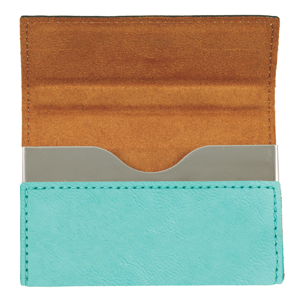 Teal Leatherette Business Card Holder 2