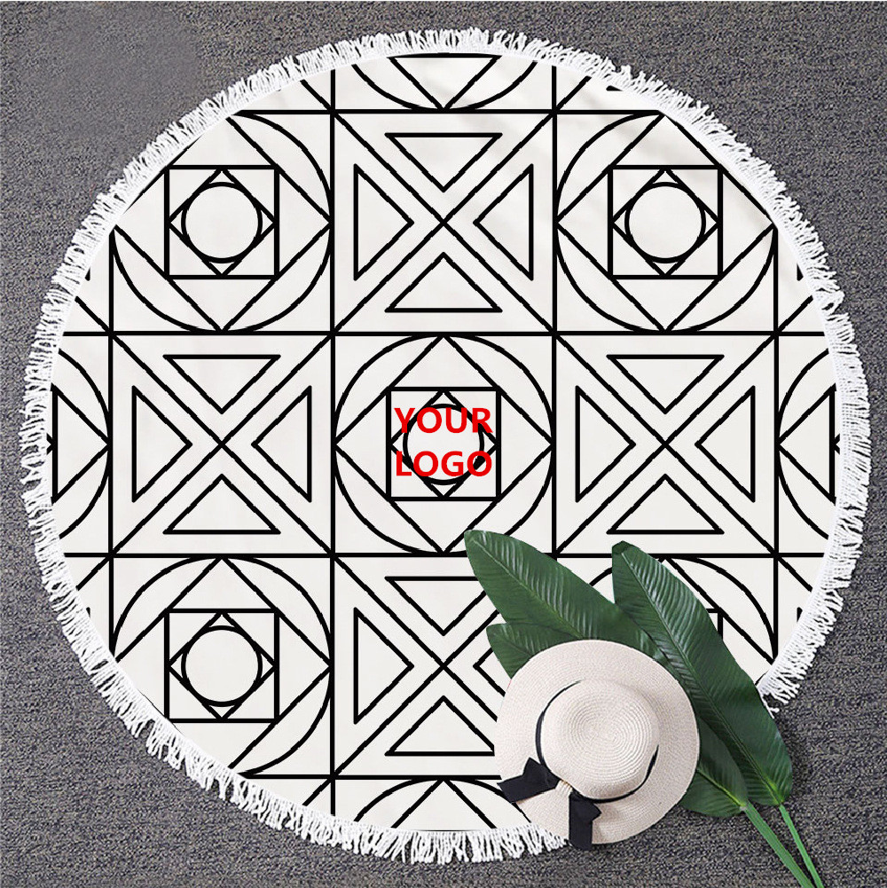 Microfiber geometric series round beach towel 3