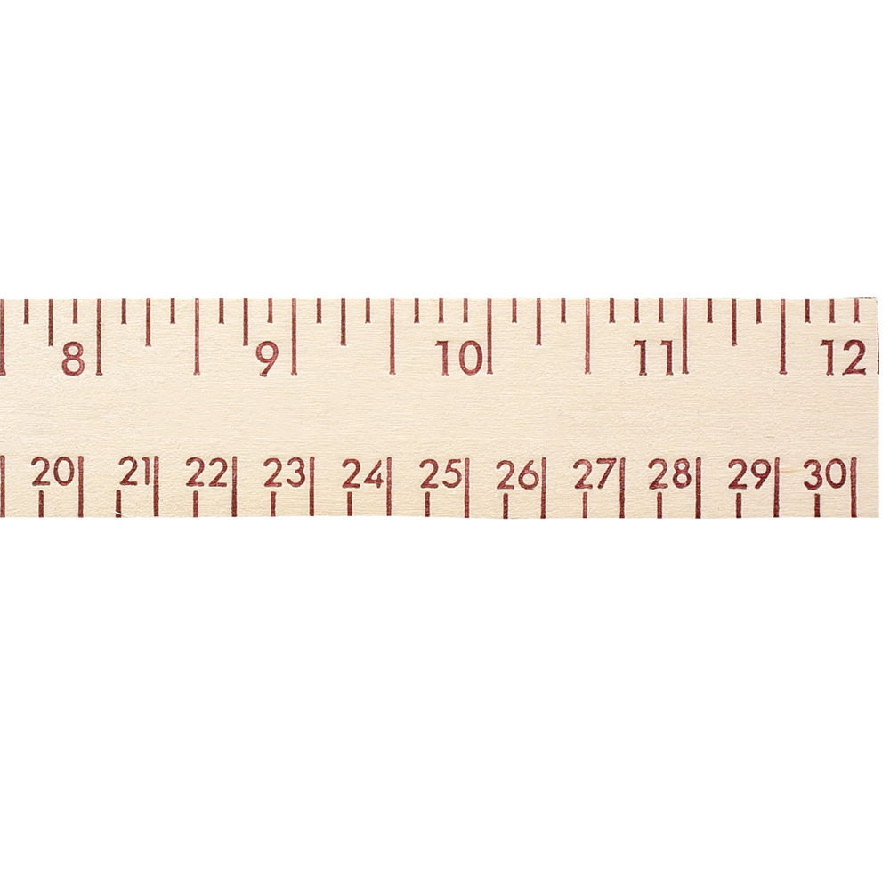 12" Natural Finish Wood Ruler - English And Metric Scale 1