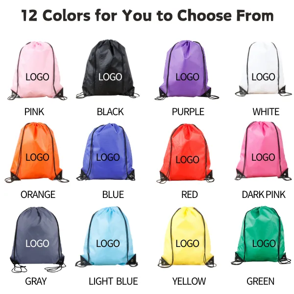 Dual-Shoulder Drawstring Polyester Water-Resistant Backpack 2