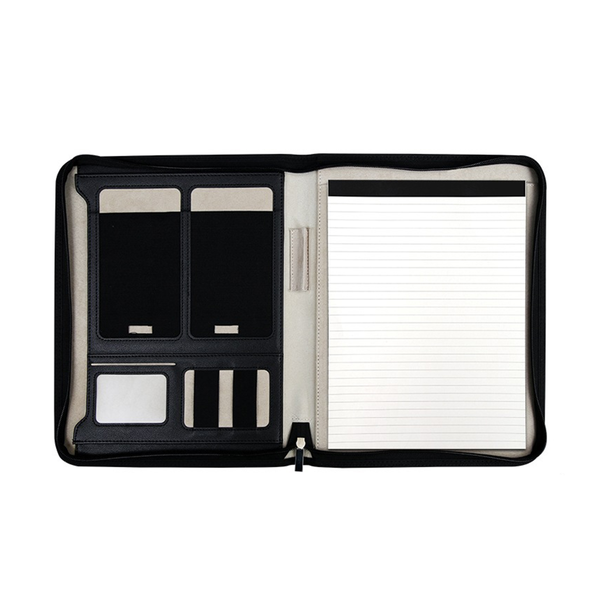 A4 Polyurethane Zipper Padfolio With Sticky Notes 6