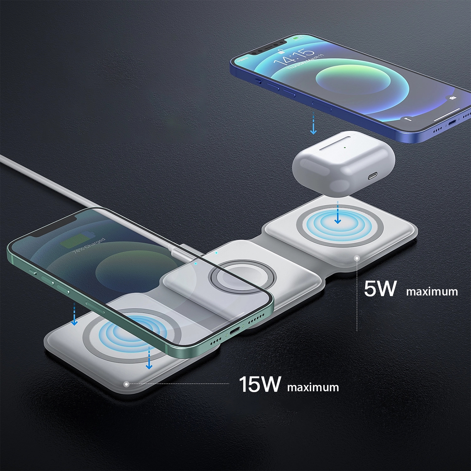 Portable 3 In 1 Magnetic Wireless Charger 5