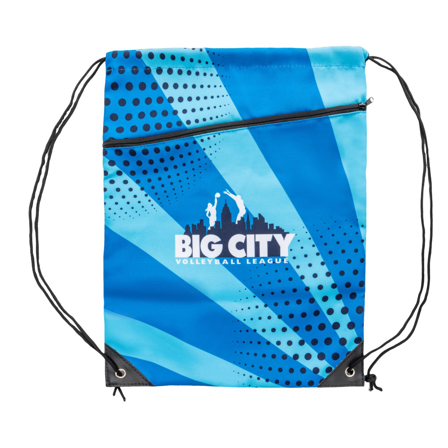 6 Oz Sublimated Poly Canvas Drawstring Backpack w/ Zip Pocket (14" x 18") 2